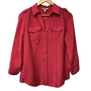 Dressbarn Top Womens Small Pockets Pink